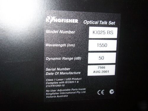Kingfisher K1025 bs fiber 1550 nm fibre optic talk sets