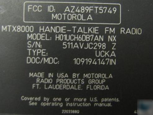 Motorola MTX8000 handie-talkie fm radio