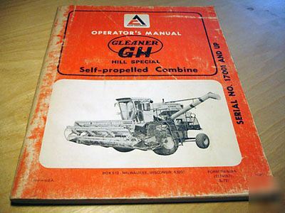 Allis-chalmers gleaner gh combine operator's manual ac