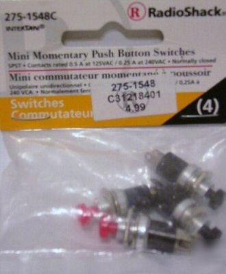 Lot of 4 pushbutton normally-closed momentary switch