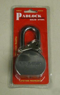New hardened solid steel padlock long shackle 2 locks