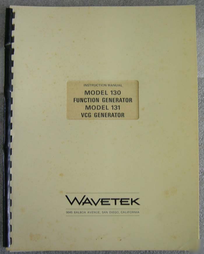 Wavetek 130/131 function generator/vsg manual