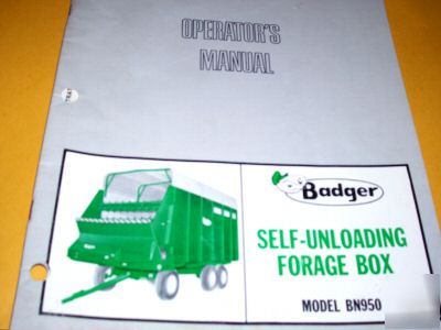 Badger self-unloading forage box model BN950 oper man