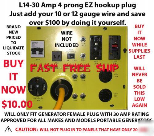 New L14 generator plug 4 prong 10/12 gauge ez hookup 