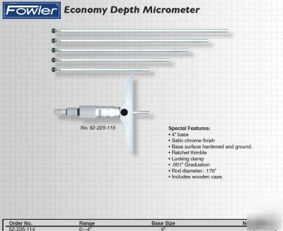 Fowler 52-225-116 economy depth micrometer