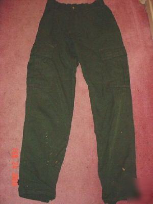 Mens men's nomex green fire pants 34 x 38