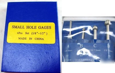 New 4 pc set small hole gages gauges 1/8