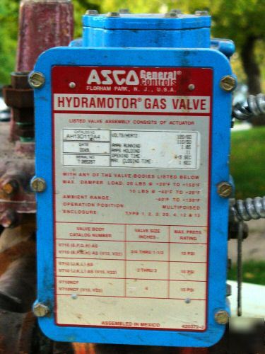 Asco hydramotor gas valve AH13D112A4 and gas train