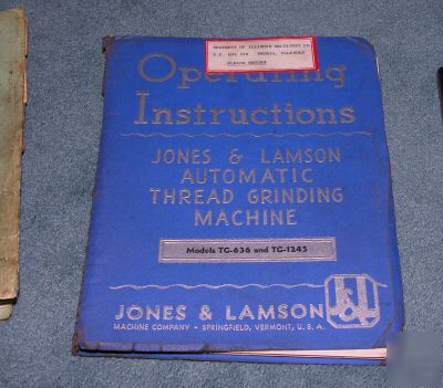 Jones & lamson automatic thread grinder tc-636 manual