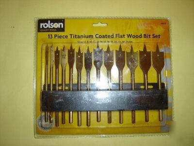 New rolson 13PCE titanium coated flat wood bit set