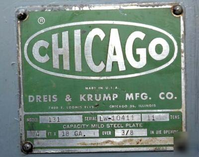 Chicago dries & krump model 131 press brake: 