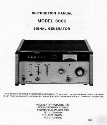 Wavetek 3000 signal generator op/service manual cd