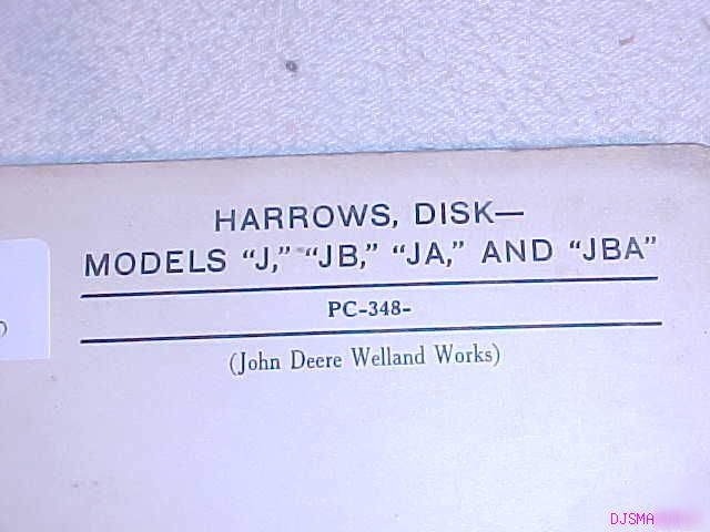 John deere j jb ja jba disk harrows parts catalog