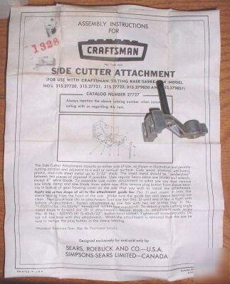 Craftsman side cutter attachment for sabre saws