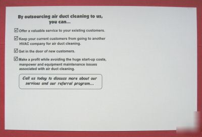 Air duct cleaning - postcards to send to hvac companies