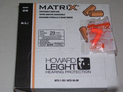 Howard leight matrix earplugs - 29DB -200 pr ear plugs