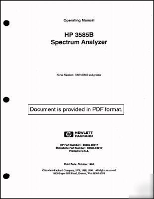 Hp 3585B operating manual