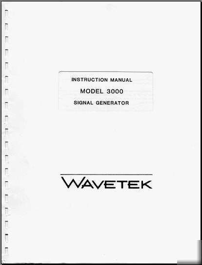 Wavetek 3000 service and operating manual w/text search