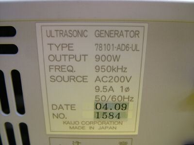 Kaijo ultrasonic generator 900W 78101-AD6-ul