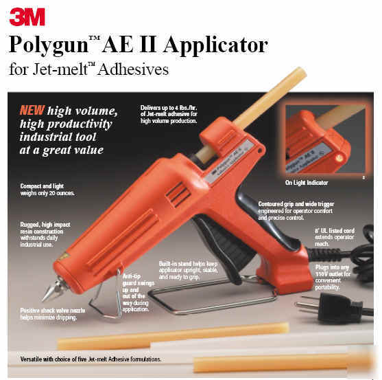 New 3M polygun ae ii adhesive applicator hot glue gun 
