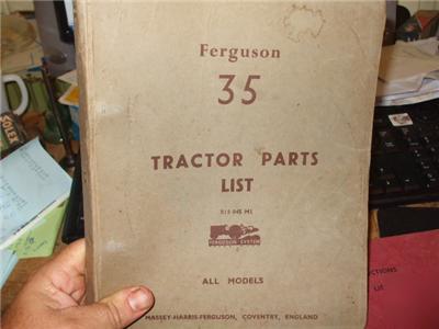 Ferguson 35 tractor parts list 1956 publication
