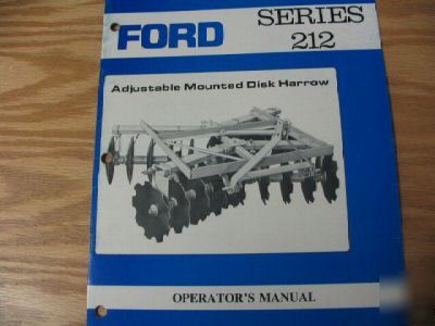 Ford 212 disk harrow operators manual