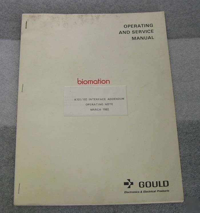 Gould K101/K102 interface addendum operating manual