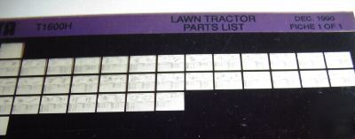 Kubota T1600H lawn tractor parts catalog microfiche