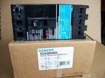 New siemens ED43B080 3POLE 80AMP 480V circuit breaker 