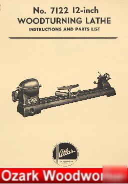 Atlas 7122 wood lathe instruction & parts manual