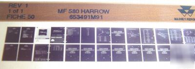 Massey ferguson 580 harrow parts book microfiche mf