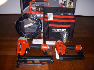  husky 2 nailer (nail gun) air compressor combo kit