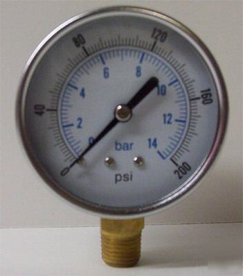 Air compressor pressure gauge 2IN 200PSI side mounted