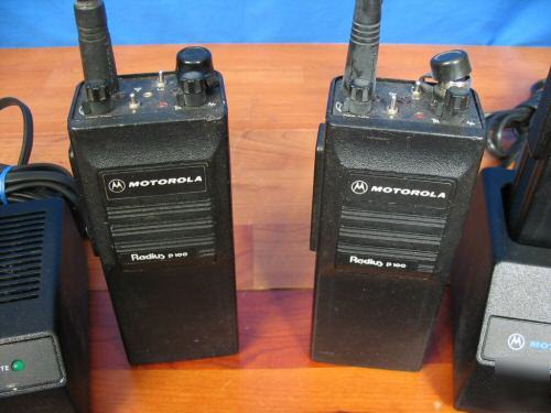 Motorola p-100 radios 5 watt vhf 2 channel quadset 