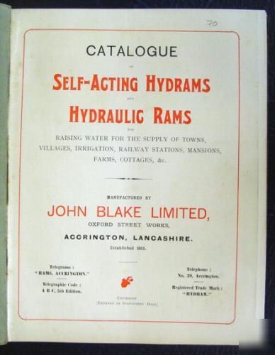 John blake hydraulic rams sales brochure water pumps