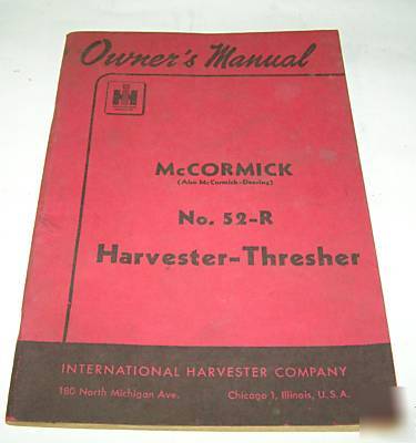 Mccormick deering 52R harvester ops manual