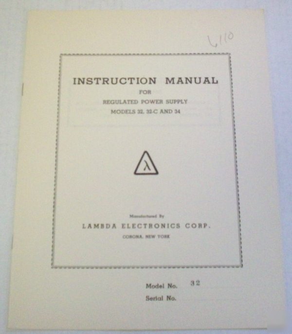 Lambda electronics 32, 32-c & 34 op/svc manual