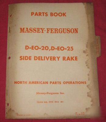  massey-ferguson d-eo-20 side deliver rake parts book