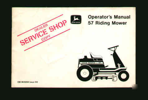 John deere 57 riding mower operators manual original jd