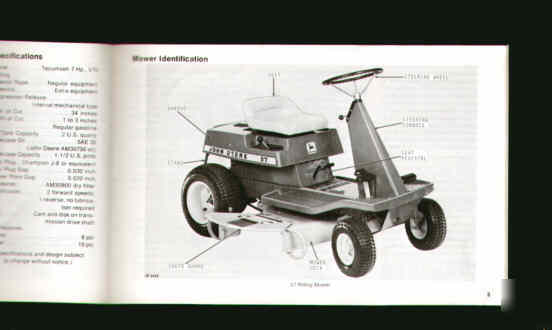 John deere 57 riding mower operators manual original jd