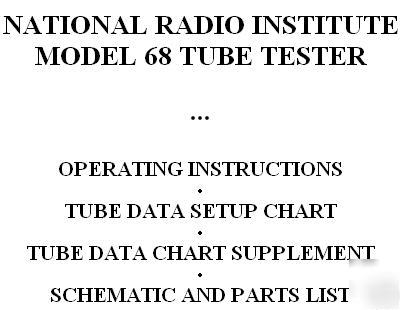 Manual + tube chart + supplement for nri-68 tube tester