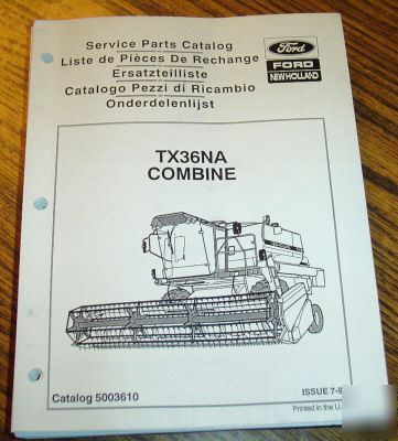 New holland TX36NA combine parts catalog book manual 