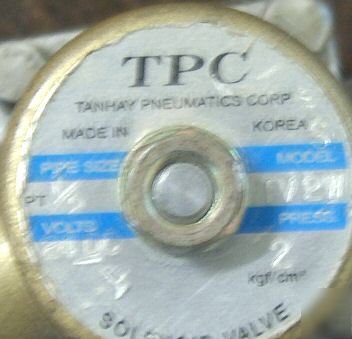Tpc tv-2W solenoid valve 2 port 1/2 pt 24VDC for water