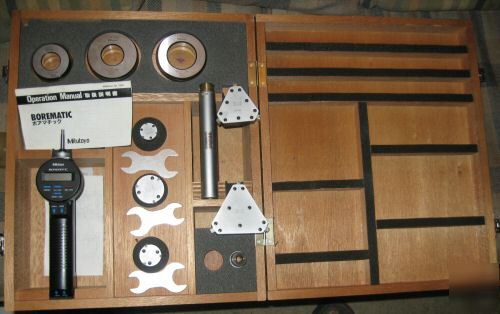 Mitutoyo borematic hole gage set, five heads, 3 rings