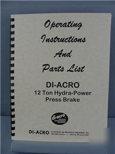 Di-acro 12 ton press brake instructions & parts manual