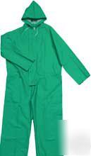 Green waterproof pvc hooded coverall - size sm