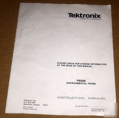 Tektronix P6008 operations & service man.070-1173-00