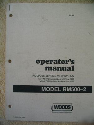 Woods RM500-2 RM500 rotary mower operator manual