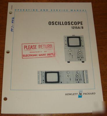 Hp oscilloscope 1215A/b operating & service manual