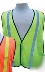 Lime safety vest with reflective stripes, lot of 50